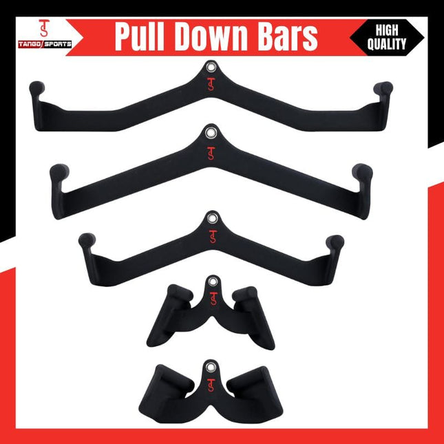 Tango Sports Pulldown Bar Set – 5 Heavy-Duty Cable Machine Attachments for Home Gym