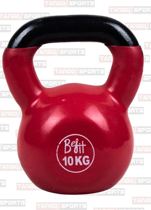 10 kg kettlebells made of vinyl-coated cast iron