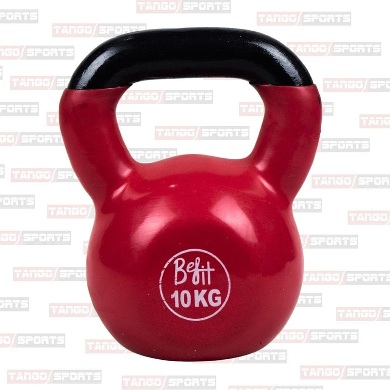 10 kg kettlebells made of vinyl-coated cast iron