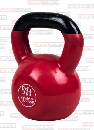 10 kg kettlebells made of vinyl-coated cast iron