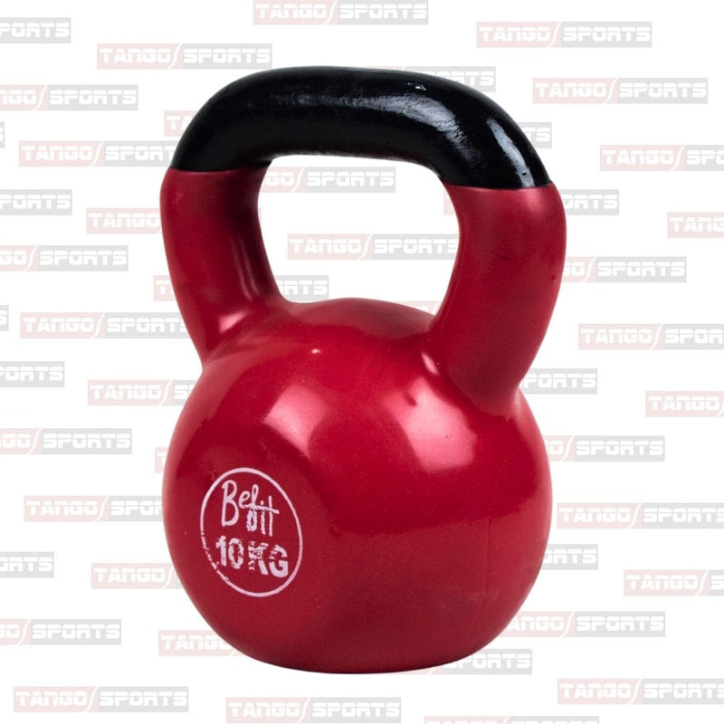 10 kg kettlebells made of vinyl-coated cast iron