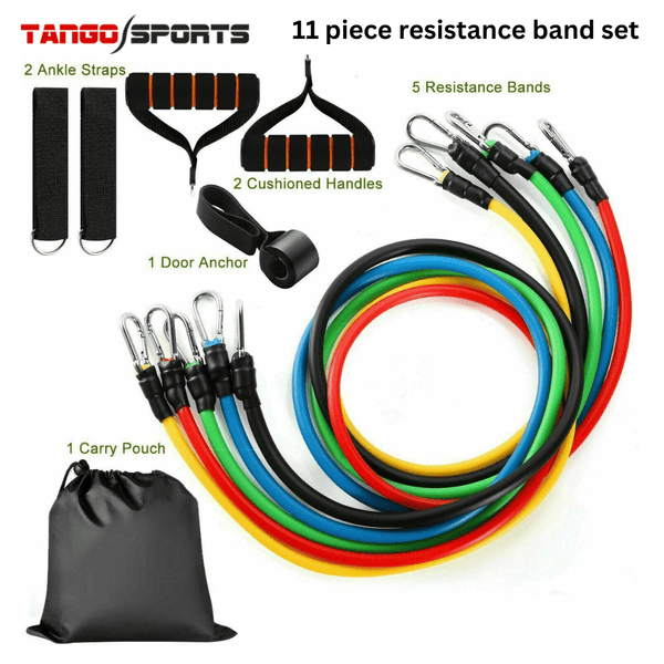 11 Piece Exercise Crossfit Fitness Set Resistance Bands Training