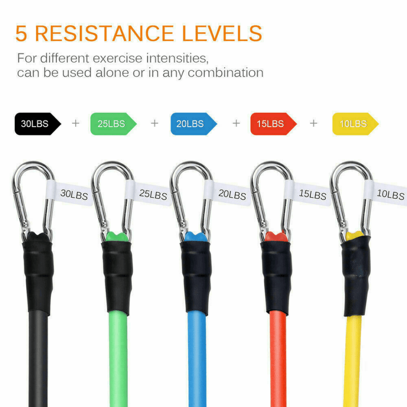 11 Piece Exercise Resistance Bands and 5pcs Loop Band (Pack of 2)