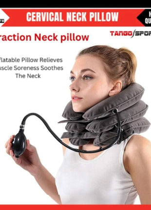 Cervical Neck Traction Device Inflatable Adjustable Neck Support for Neck Pain Relief – 3 Layer Air Collar Pillow | Physiotherapy Cervical Traction Kit