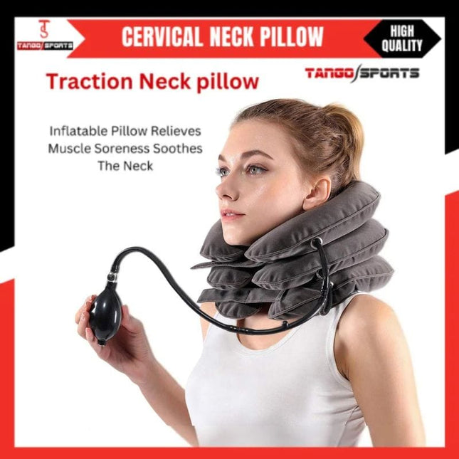 Cervical Neck Traction Device Inflatable Adjustable Neck Support for Neck Pain Relief – 3 Layer Air Collar Pillow | Physiotherapy Cervical Traction Kit