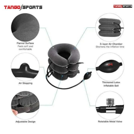 Cervical Neck Traction Device Inflatable Adjustable Neck Support for Neck Pain Relief – 3 Layer Air Collar Pillow | Physiotherapy Cervical Traction Kit