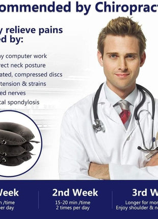 Cervical Neck Traction Device Inflatable Adjustable Neck Support for Neck Pain Relief – 3 Layer Air Collar Pillow | Physiotherapy Cervical Traction Kit