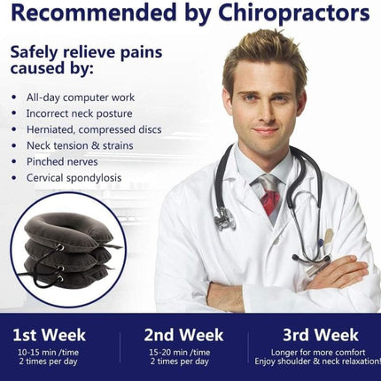 Cervical Neck Traction Device Inflatable Adjustable Neck Support for Neck Pain Relief – 3 Layer Air Collar Pillow | Physiotherapy Cervical Traction Kit