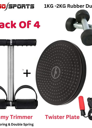 Twister disc, Jump Rope, Rubber Dumbbell & tummy trimmer pack of 4 Home Gym