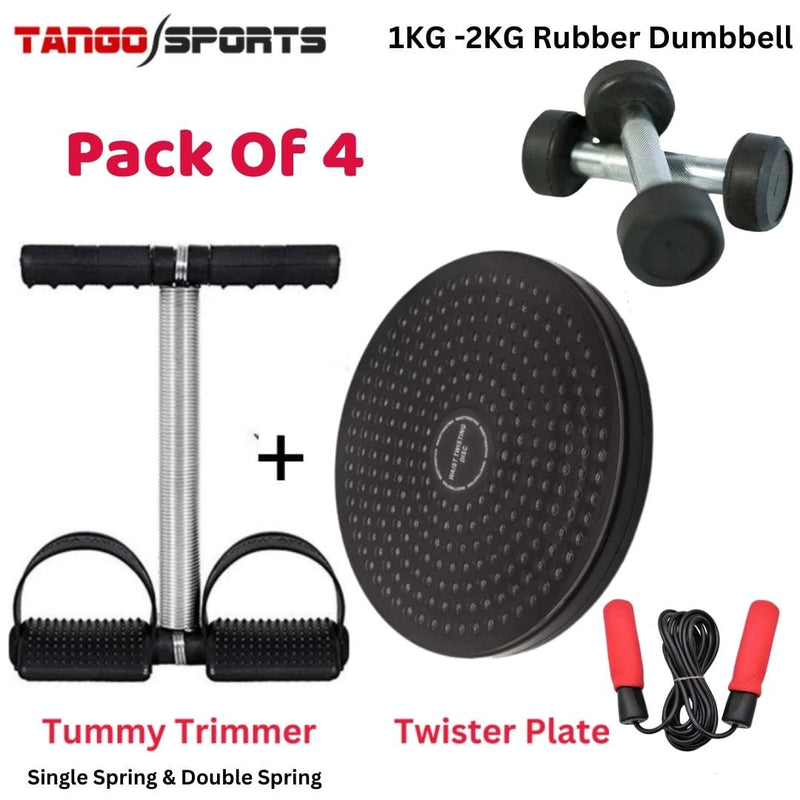 Twister disc, Jump Rope, Rubber Dumbbell & tummy trimmer pack of 4 Home Gym