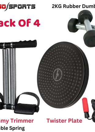 Twister disc, Jump Rope, Rubber Dumbbell & tummy trimmer pack of 4 Home Gym