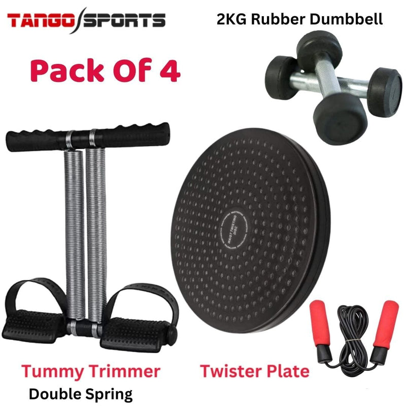 Twister disc, Jump Rope, Rubber Dumbbell & tummy trimmer pack of 4 Home Gym