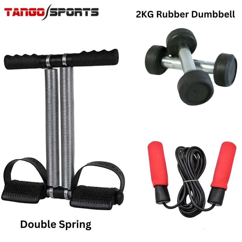 Twister disc, Jump Rope, Rubber Dumbbell & tummy trimmer pack of 4 Home Gym