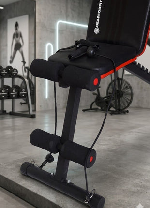 Apex Adjustable Home Gym Bench with Resistance Bands - Black