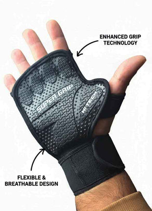 Gym Gloves Super Grip Weight Lifting and Exercise Gloves ( 2Pcs of Set ) - Black