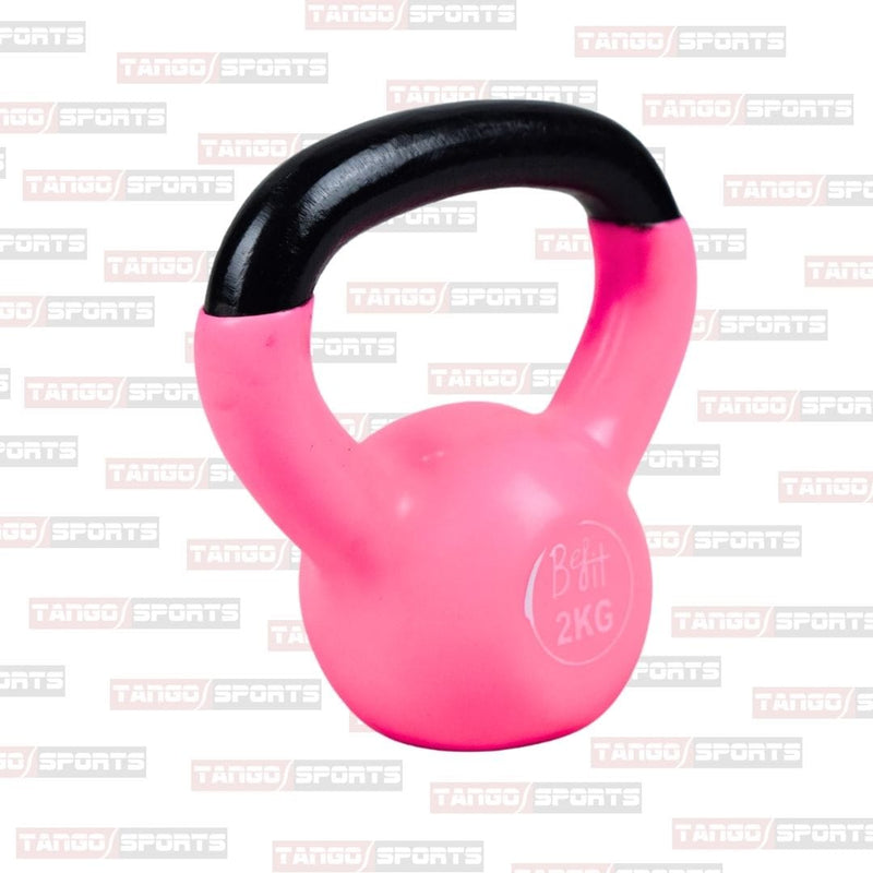 2kg kettlebells made of vinyl-coated cast iron