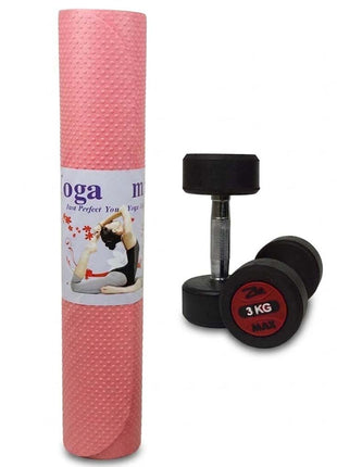 3KG Rubber Dumbbells With 4mm Yoga Mat