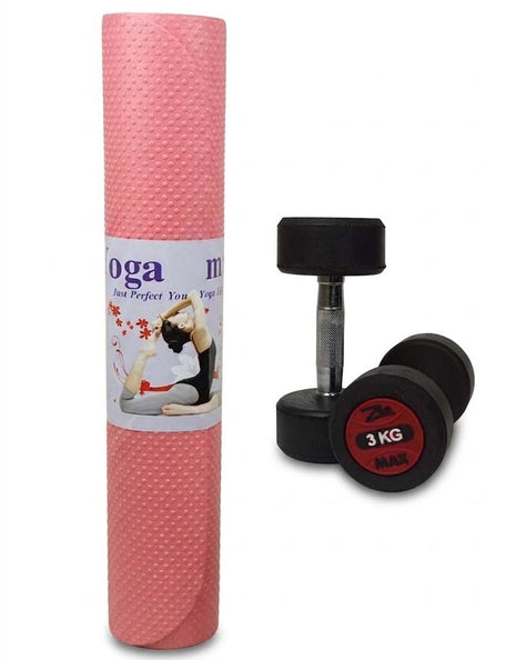 3KG Rubber Dumbbells With 4mm Yoga Mat