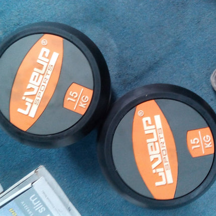 LiveUp Deluxe Round Rubber Coated Dumbbells 2.5 to 50 Kg