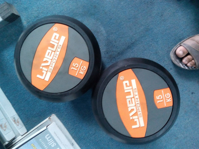 LiveUp Deluxe Round Rubber Coated Dumbbells 2.5 to 50 Kg