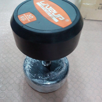 LiveUp Deluxe Round Rubber Coated Dumbbells 2.5 to 50 Kg