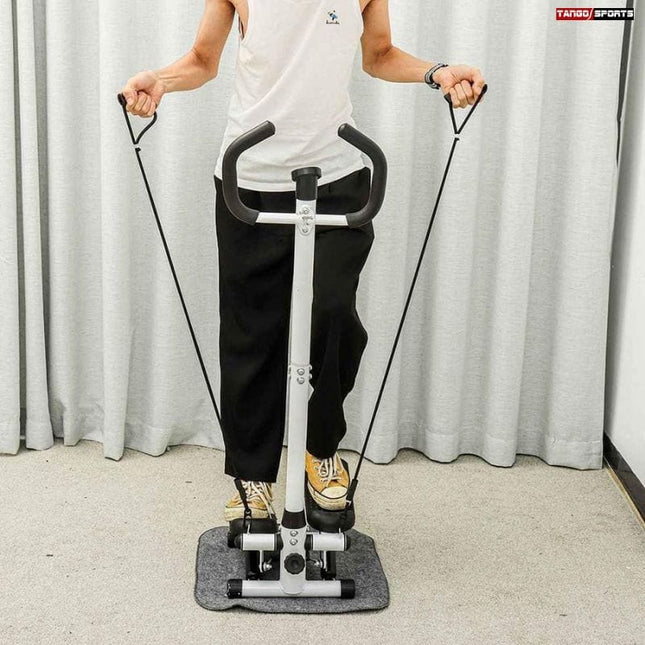 Mini Stepper with Handle and Resistance Bands, Fitness Stepper Machine for Full Body Workout