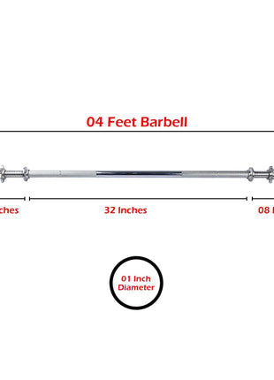 Weight Lifting Barbell Rod 1 Inch Hole Diameter - 3 to 6 Feet