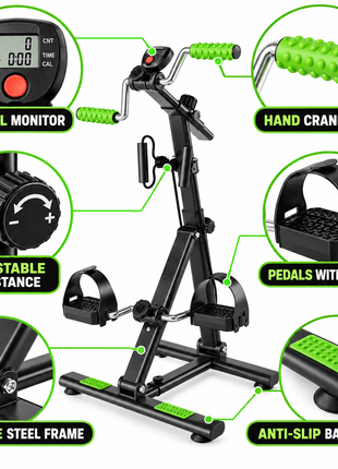 Tango Sports 4-in-1 Rehabilitation Exercise Bicycle | Full Body Arm & Leg Trainer with Resistance Bands