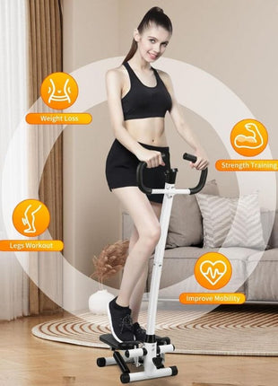 Mini Stepper with Handle and Bands, Fitness Stepper Machine for Full Body Workout