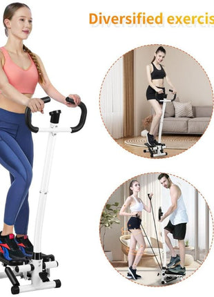 Mini Stepper with Handle and Bands, Fitness Stepper Machine for Full Body Workout