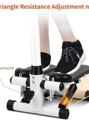 Mini Stepper with Handle and Bands, Fitness Stepper Machine for Full Body Workout