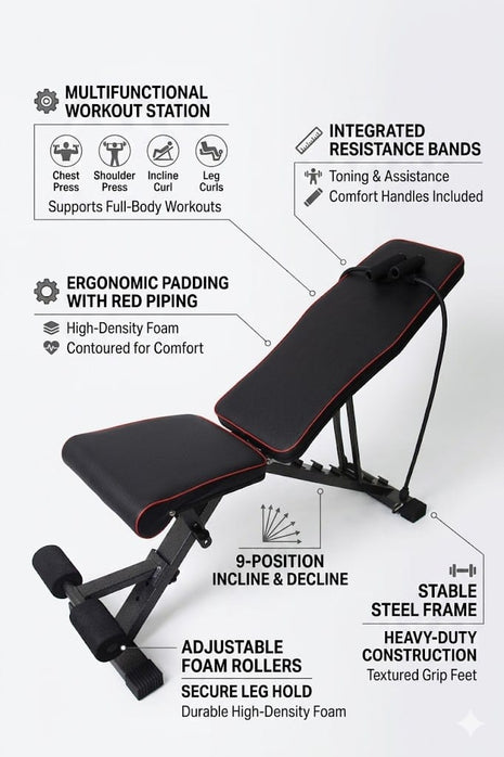 The Iron Flex 500: Multi-Position Total Body Weight Bench - Black