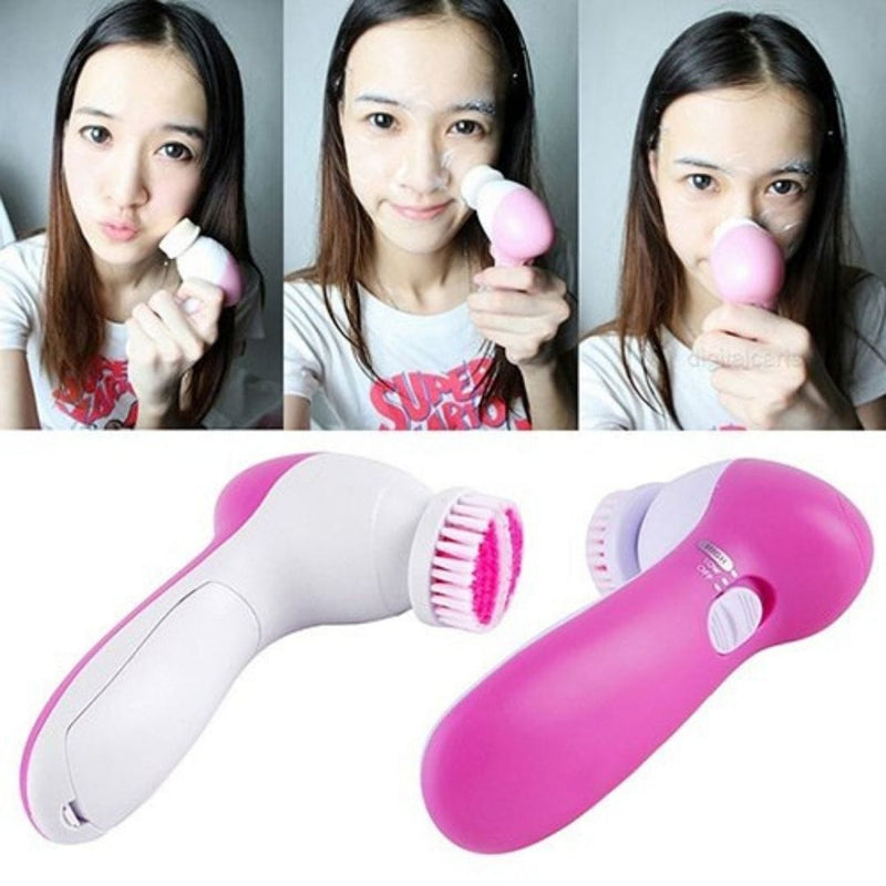 5 in 1 Facial Brush Massager For Beauty Care -Electric Face Scrubber and Cleanser - 7062