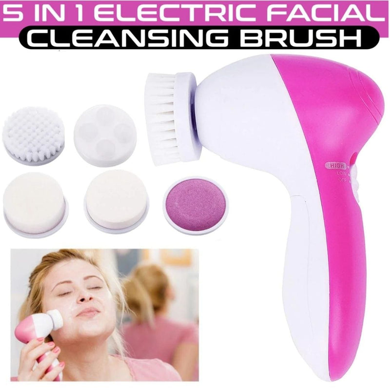 5 in 1 Facial Brush Massager For Beauty Care -Electric Face Scrubber and Cleanser - 7062