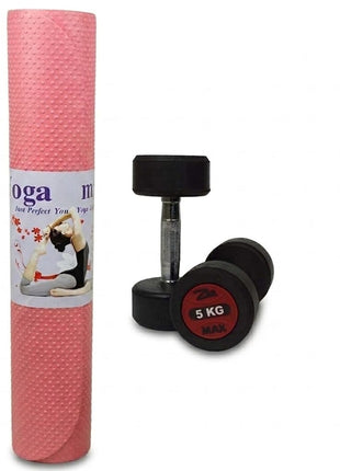 5KG Rubber Dumbbells With 4mm Yoga Mat