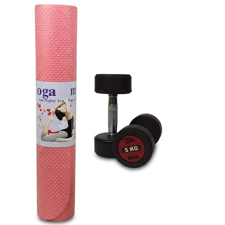 5KG Rubber Dumbbells With 4mm Yoga Mat