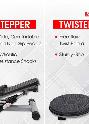 Multifunctional Fitness Stepper with Twist Board, Dumbbells & Hydraulic Resistance