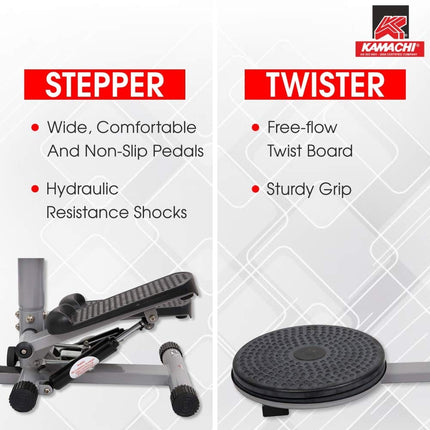 Multifunctional Fitness Stepper with Twist Board, Dumbbells & Hydraulic Resistance