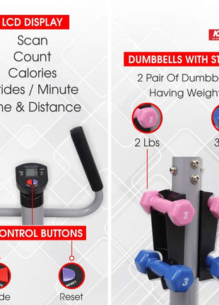 Multifunctional Fitness Stepper with Twist Board, Dumbbells & Hydraulic Resistance