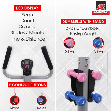 Multifunctional Fitness Stepper with Twist Board, Dumbbells & Hydraulic Resistance