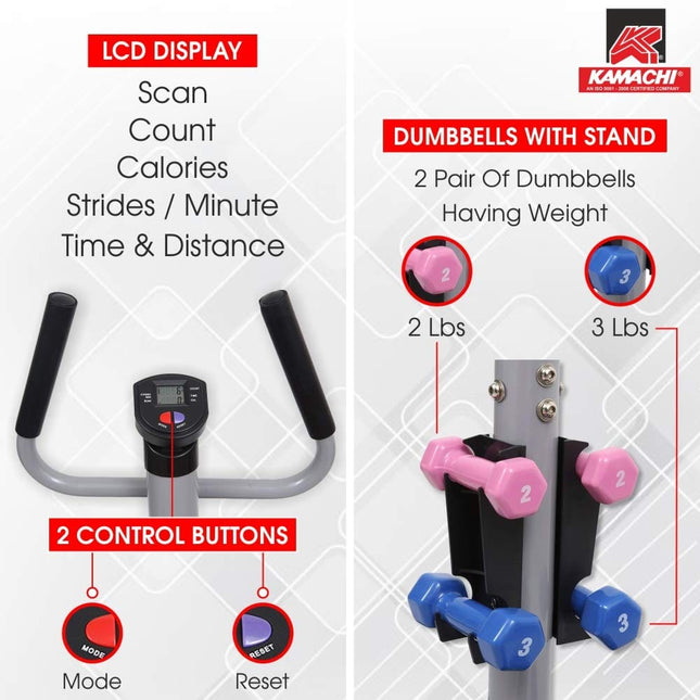 Multifunctional Fitness Stepper with Twist Board, Dumbbells & Hydraulic Resistance