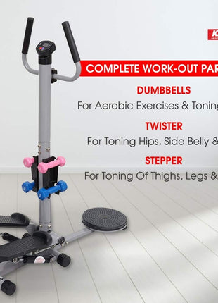 Multifunctional Fitness Stepper with Twist Board, Dumbbells & Hydraulic Resistance