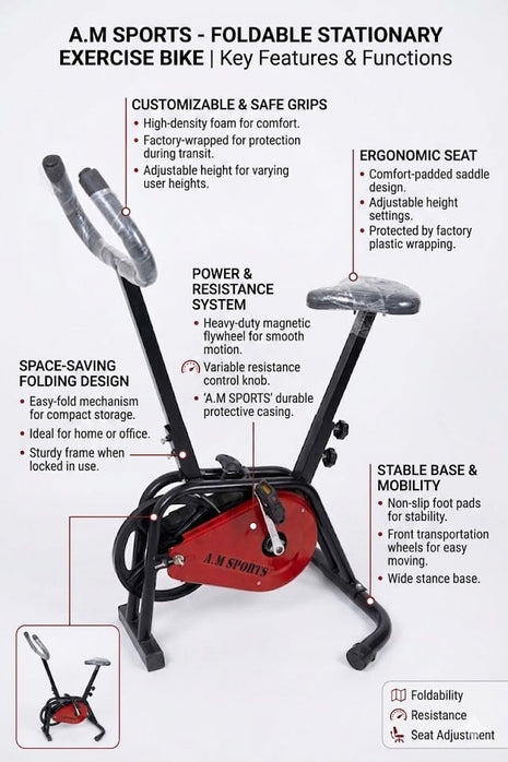 Exercise Cycle With Flywheel - 120kgs weight capacity