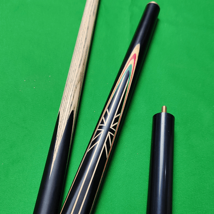 UK 3 Piece/Short Handle Snooker Cue - Black