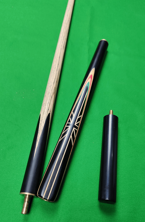 UK 3 Piece/Short Handle Snooker Cue - Black