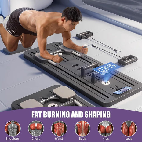 Multifunctional Pilates Board Abdominal Exercise Pushup Board 8IN1 - Automatic Rebound Full-Body Workout Machine for Men & Women