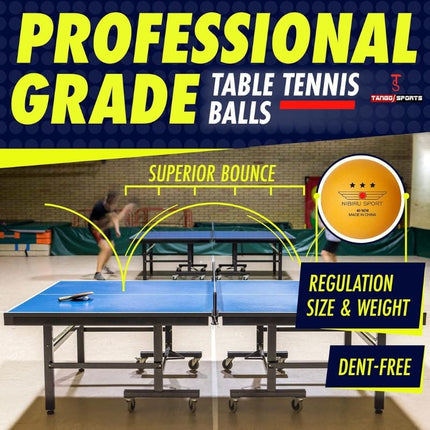 NIBIRU SPORT Professional Ping Pong Paddle Set – 2 or 4 Player Table Tennis Kit with Retractable Net, Balls, and Carry Bag