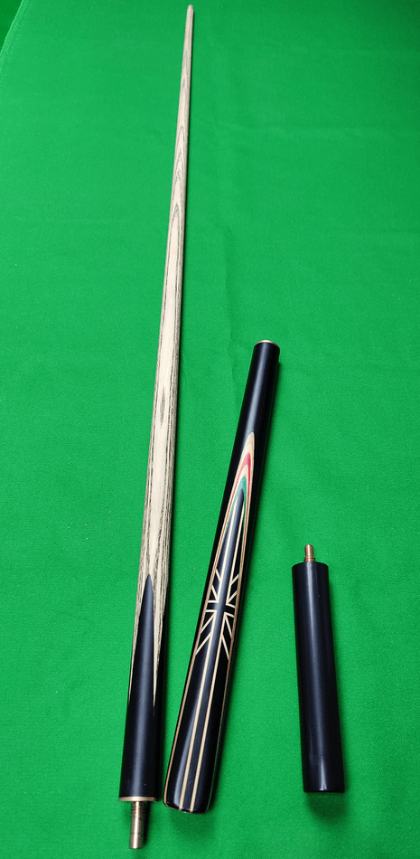 UK 3 Piece/Short Handle Snooker Cue - Black