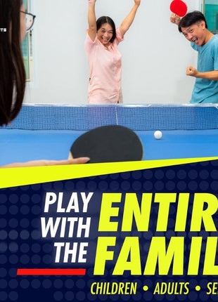 NIBIRU SPORT Professional Ping Pong Paddle Set – 2 or 4 Player Table Tennis Kit with Retractable Net, Balls, and Carry Bag