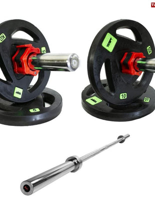 Rubber Weight Plates 85KG Pack with 6FT Olympic Barbell Rod – 2 Inch Plates | Tango Sports